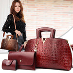 Luxury 3 Sets Fashion High Quality Leather Women Tote Handbag Crocodile Pattern - D'Sare 
