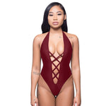 Sexy Red One Piece Mesh Brazilian Hollow Bikini Swimsuit - D'Sare 