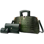 Luxury 3 Sets Fashion High Quality Leather Women Tote Handbag Crocodile Pattern - D'Sare 