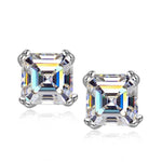 Asscher Cut 1.0 ct Moissanite Earrings Diamond 925 Sterling Silver - D'Sare 