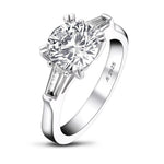 Classic 2 Carat Solid 3-Stone Band Round Cut 925 Sterling Silver for Women - D'Sare 