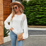 Hollow Pullover Fashion Knitted Round Neck Women's Sweater - D'Sare 