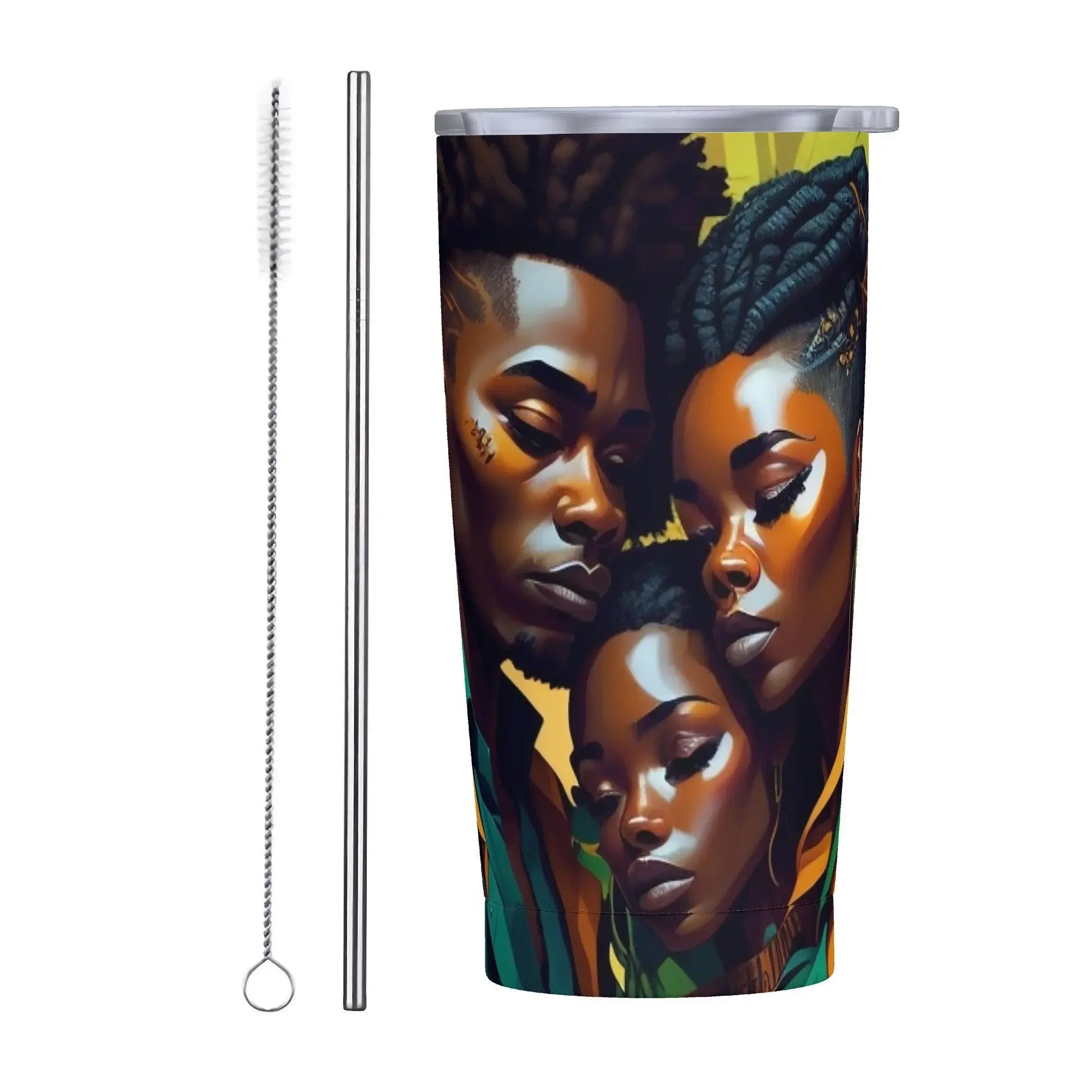 Rasta Trinity Black Love Stainless Steel Straw Lid Cup - D'Sare 