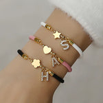 26 Letters Stainless Steel Star Five-leaf Flower Love Milan Line Bracelet - D'Sare