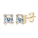 Asscher Cut 1.0 ct Moissanite Earrings Diamond 925 Sterling Silver - D'Sare 
