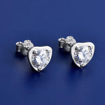 Moissanite Silver Diamond Round Heart Stud Earrings for Women - D'Sare 