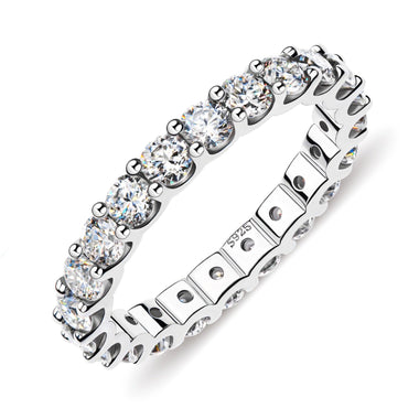 Moissanite 2.0-2.4ct 3.0mm Round Cut 925 Silver Full Eternity Ring - D'Sare 