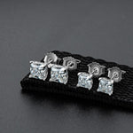 Trendy New Moissanite Stud 4.5mm/5.5mm Princess Cut Silver Earrings - D'Sare 