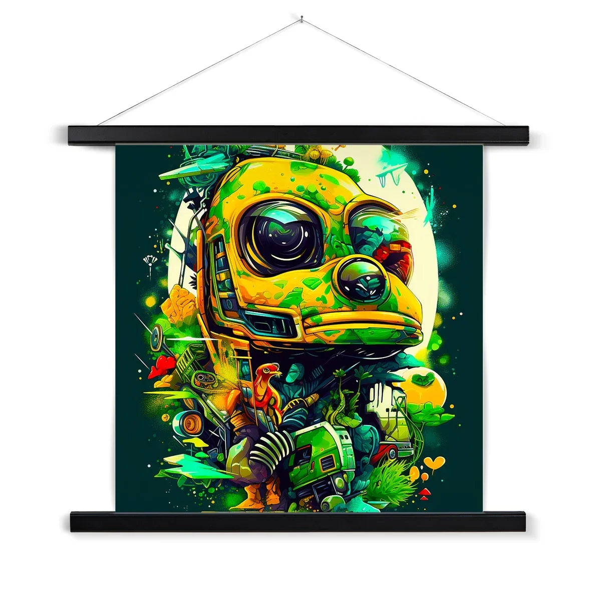Mechanical Muse: Vibrant Graffiti Odyssey in Surreal Auto Wonderland Fine Art Print with Hanger - D'Sare