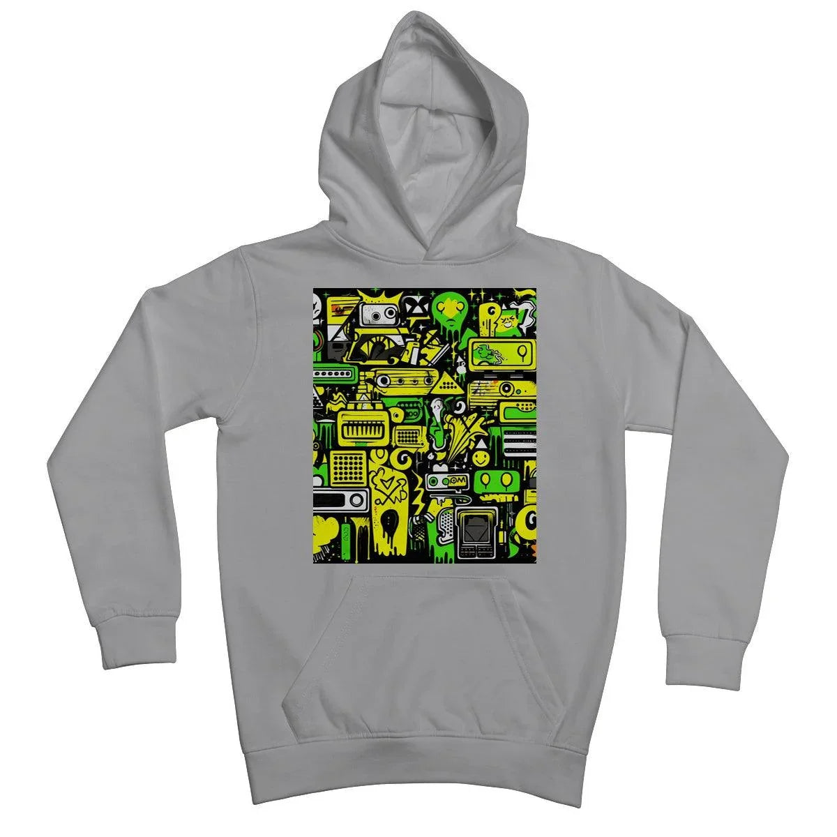 Graffiti Green and Yellow Abstract: A Dive into Vibrant Urban Art Kids Hoodie - D'Sare 