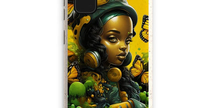 Monarch Butterfly Urban Fantasy Art Print - Afrofuturistic Girl with Butterflies Eco Phone Case - D'Sare