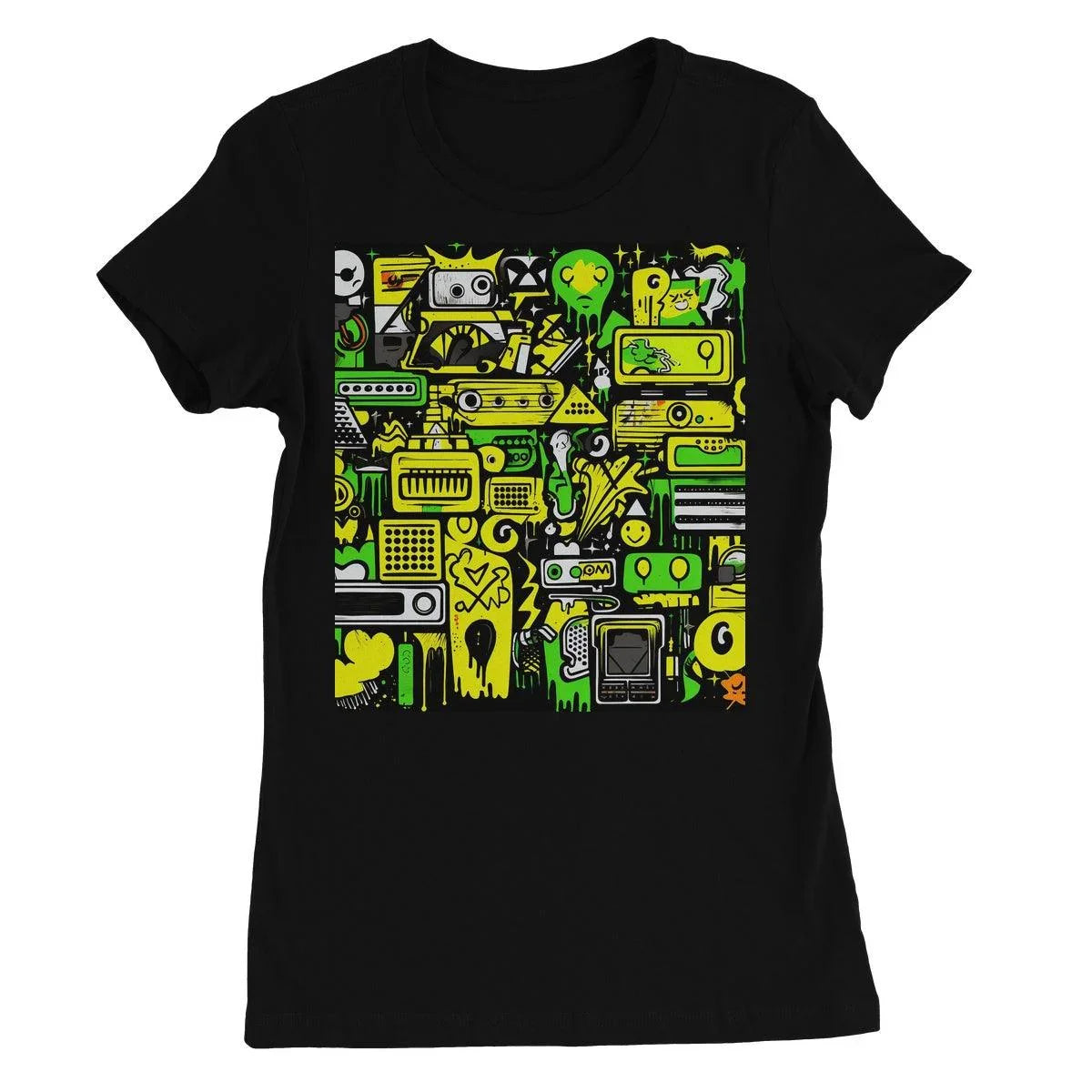 Graffiti Green and Yellow Abstract: A Dive into Vibrant Urban Art Women's Favourite T-Shirt - D'Sare 