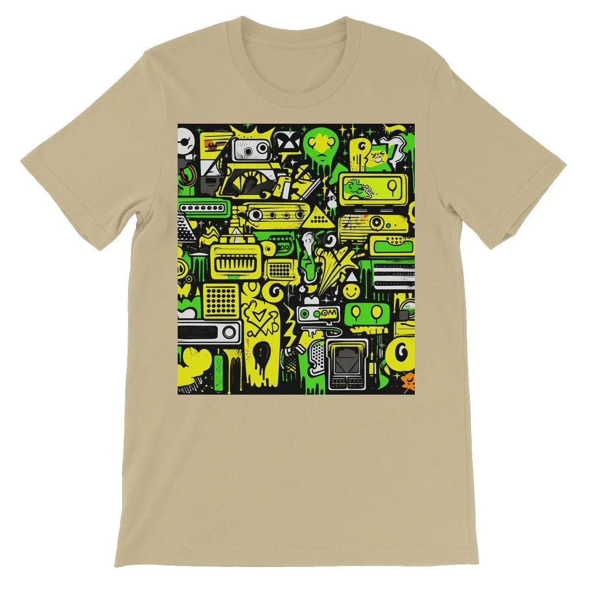 Graffiti Green and Yellow Abstract: A Dive into Vibrant Urban Art Unisex Short Sleeve T-Shirt - D'Sare 