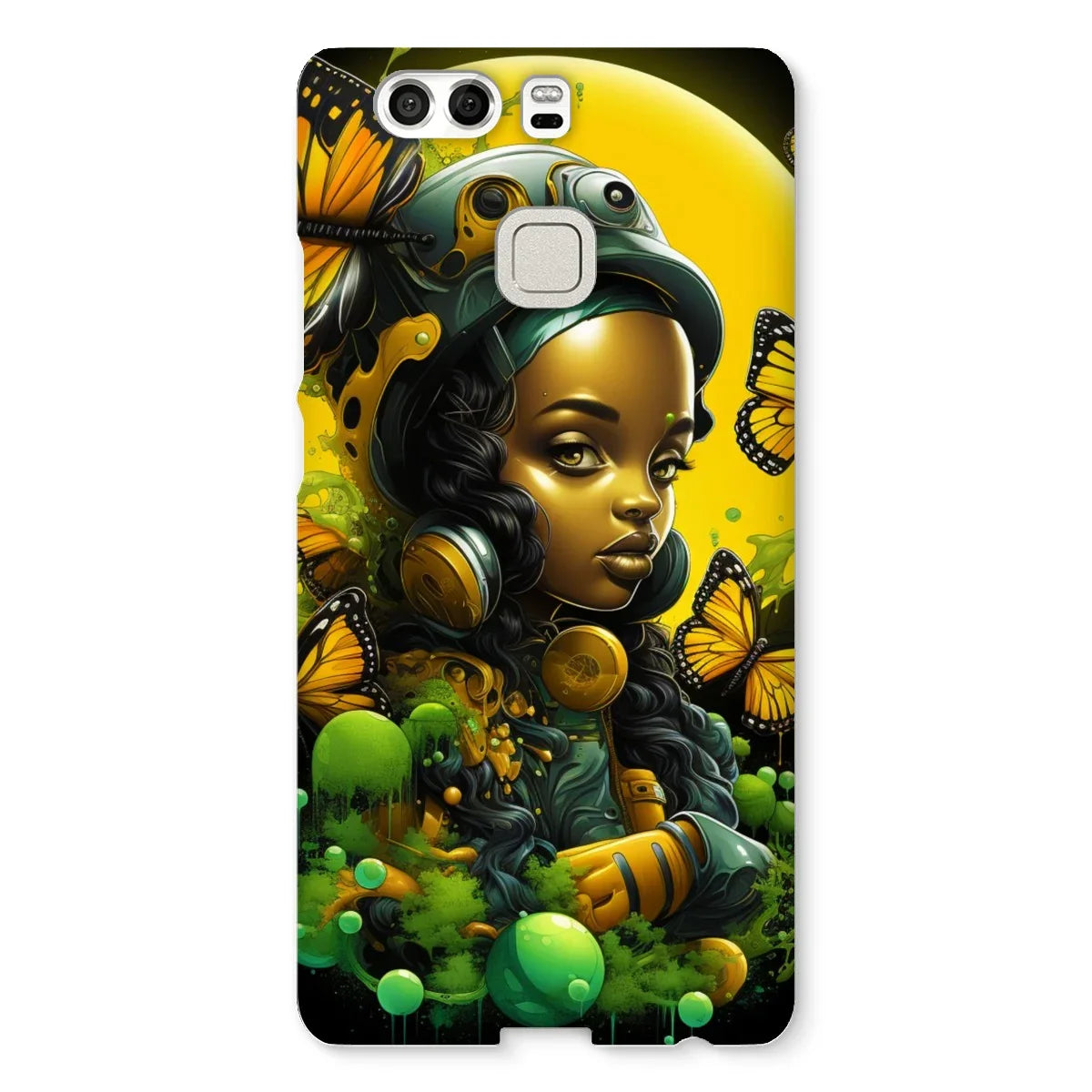 Monarch Butterfly Urban Fantasy Art Print - Afrofuturistic Girl with Butterflies Snap Phone Case - D'Sare