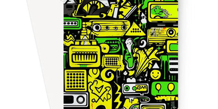Graffiti Green and Yellow Abstract: A Dive into Vibrant Urban Art Greeting Card - D'Sare 