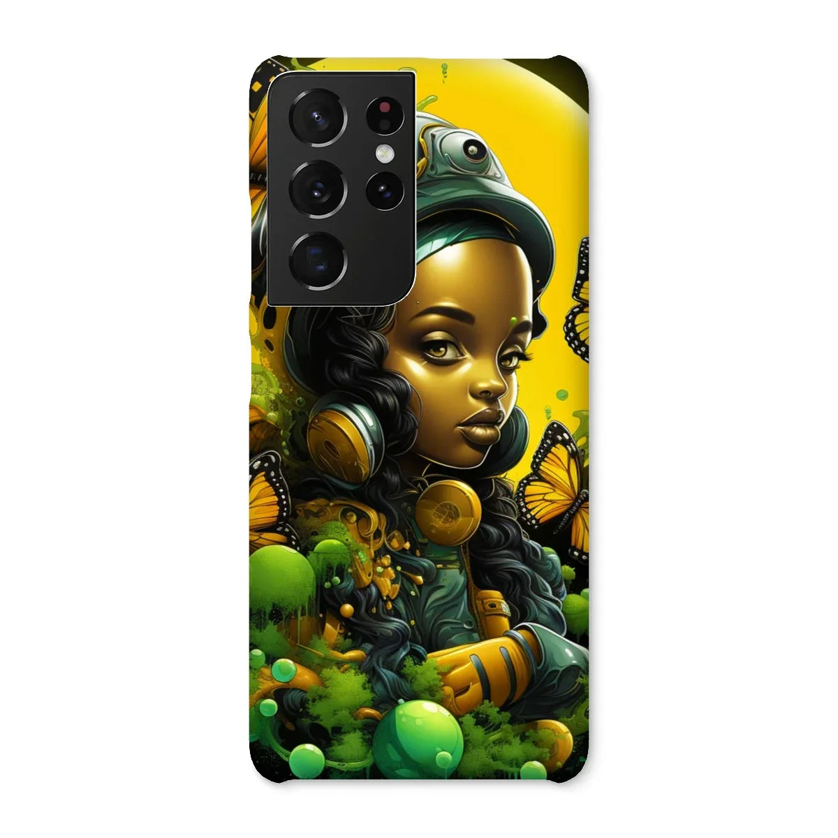 Monarch Butterfly Urban Fantasy Art Print - Afrofuturistic Girl with Butterflies Snap Phone Case - D'Sare