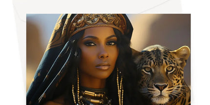 Blue Empress and The Majestic Leopard Greeting Card - D'Sare