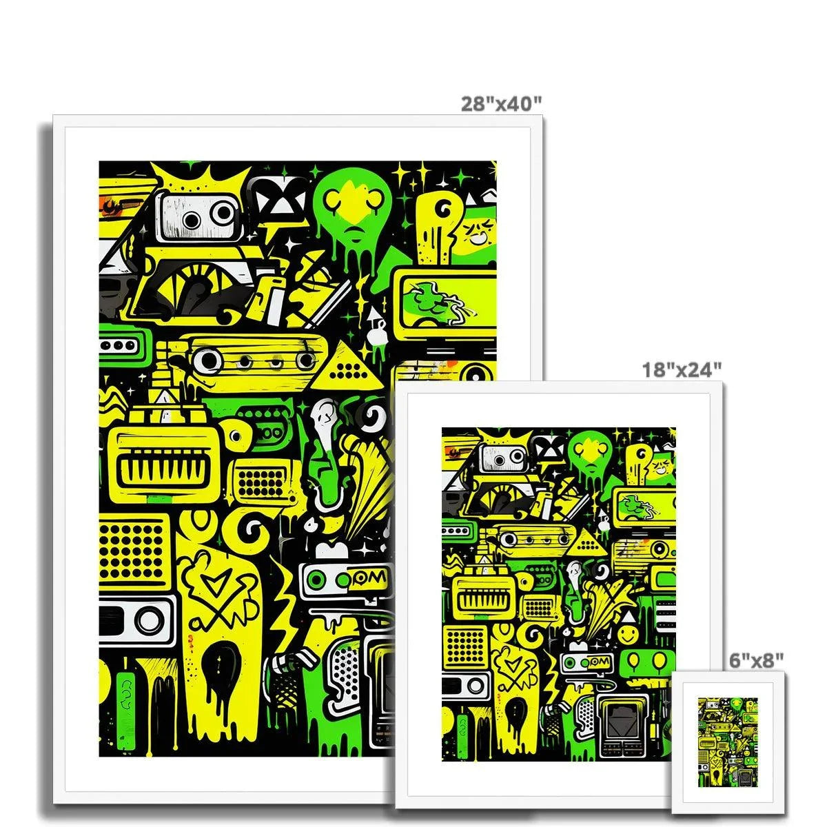 Graffiti Green and Yellow Abstract: A Dive into Vibrant Urban Art Framed & Mounted Print - D'Sare 