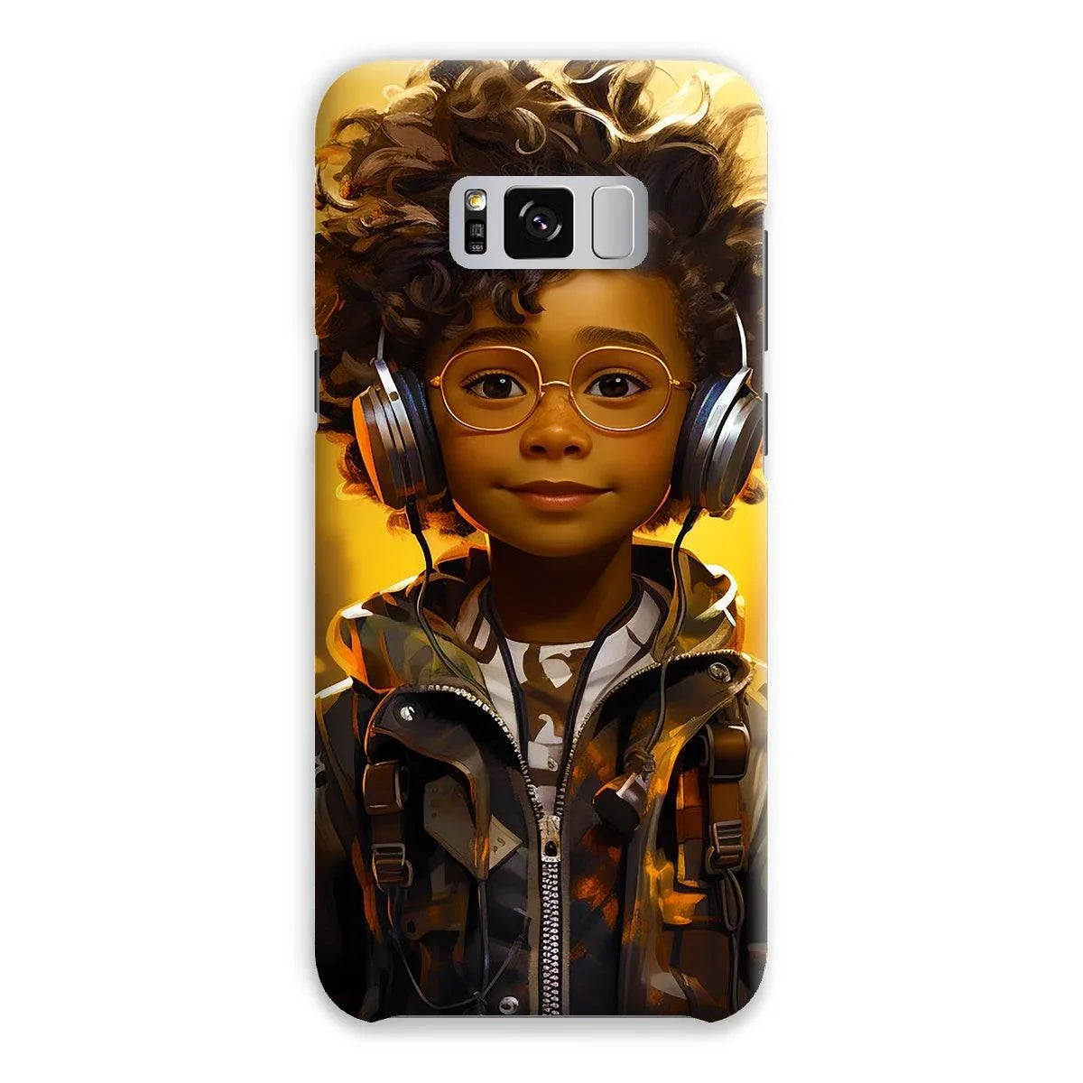 Little Boy Dino Dream Earphone: MelanatedMe Adventures by D'Sare Snap Phone Case - D'Sare 