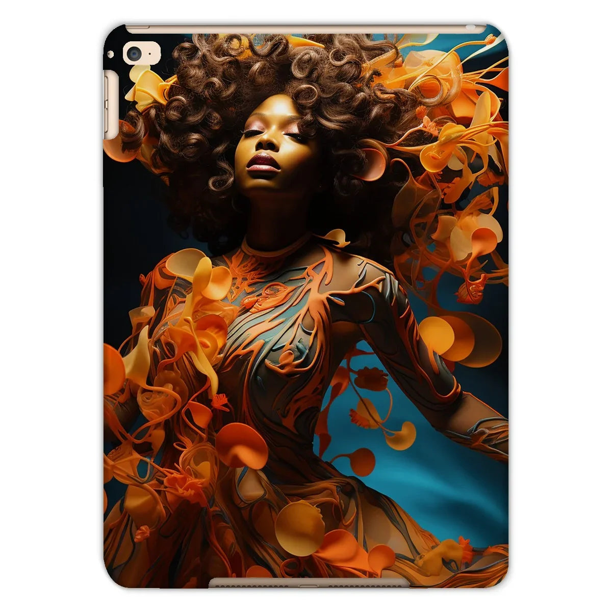 Orange Flower Goddess Blue Tablet Cases by Prodigi