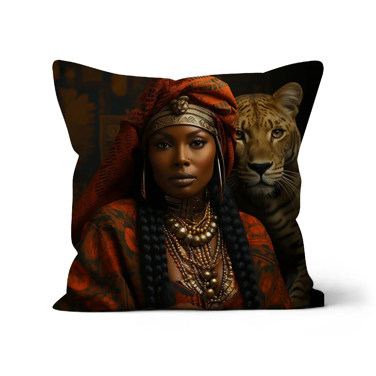 Empress Ebony Leopard Luxe MelanatedME Cushion - D'Sare