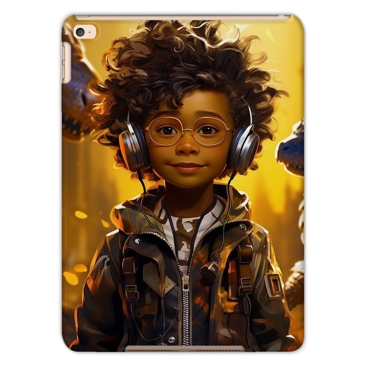 Little Boy Dino Dream Earphone: MelanatedMe Adventures by D'Sare Tablet Cases - D'Sare 