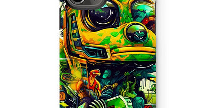 Mechanical Muse: Vibrant Graffiti Odyssey in Surreal Auto Wonderland Tough Phone Case by D'Sare