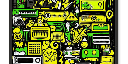 Graffiti Green and Yellow Abstract: A Dive into Vibrant Urban Art Framed Photo Tile by Prodigi