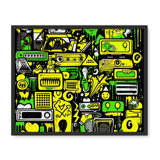 Graffiti Green and Yellow Abstract: A Dive into Vibrant Urban Art Framed Photo Tile - D'Sare 