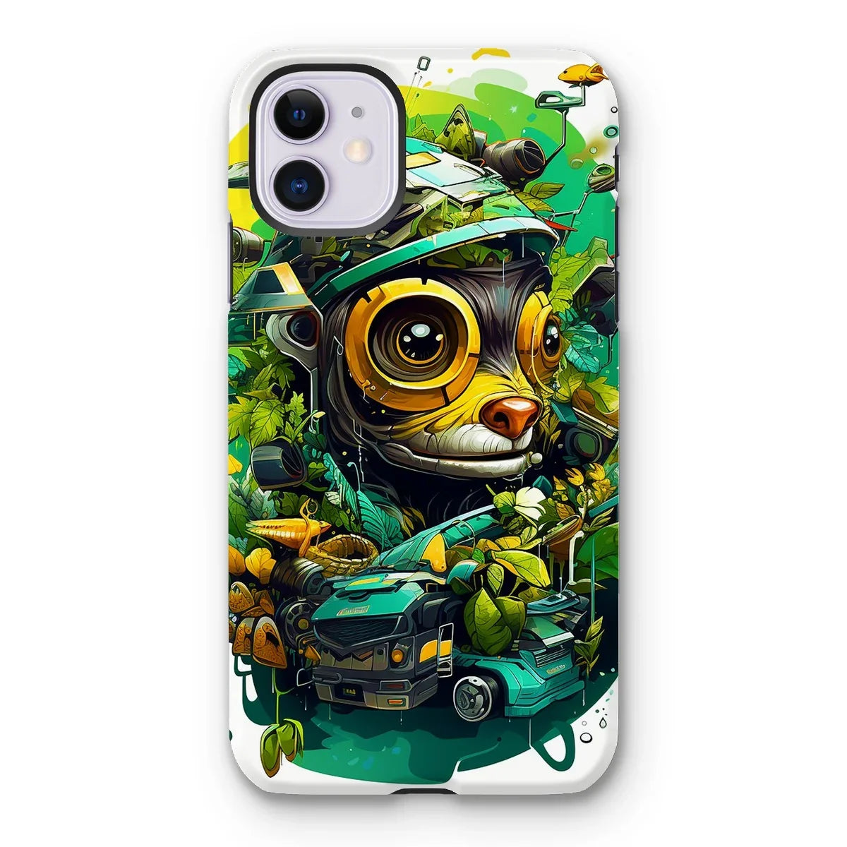 Nature's Resilience: Surreal Auto-Forest Artwork - Whimsical Raccoon and Greenery Infused Car  Tough Phone Case - D'Sare