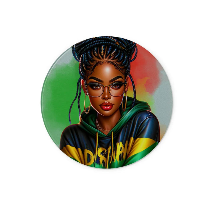Irie Island Girl  Glass Chopping Board