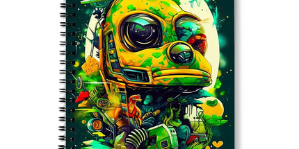 Mechanical Muse: Vibrant Graffiti Odyssey in Surreal Auto Wonderland Notebook by D'Sare