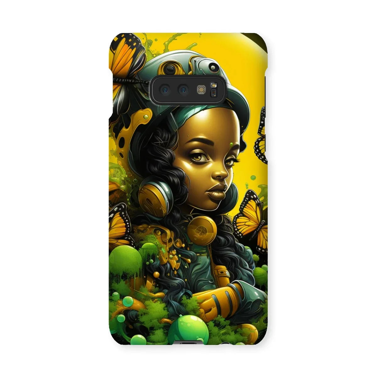 Monarch Butterfly Urban Fantasy Art Print - Afrofuturistic Girl with Butterflies Snap Phone Case - D'Sare
