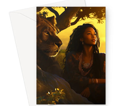 Empress Divine: The Black Feminine & Lion of Judah Legacy Greeting Card - D'Sare