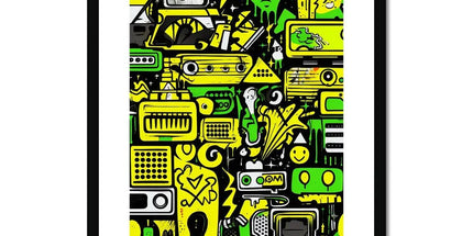 Graffiti Green and Yellow Abstract: A Dive into Vibrant Urban Art Framed & Mounted Print by Prodigi