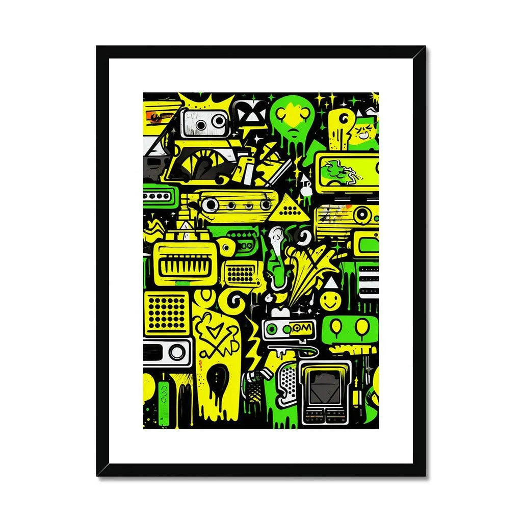 Graffiti Green and Yellow Abstract: A Dive into Vibrant Urban Art Framed & Mounted Print - D'Sare 