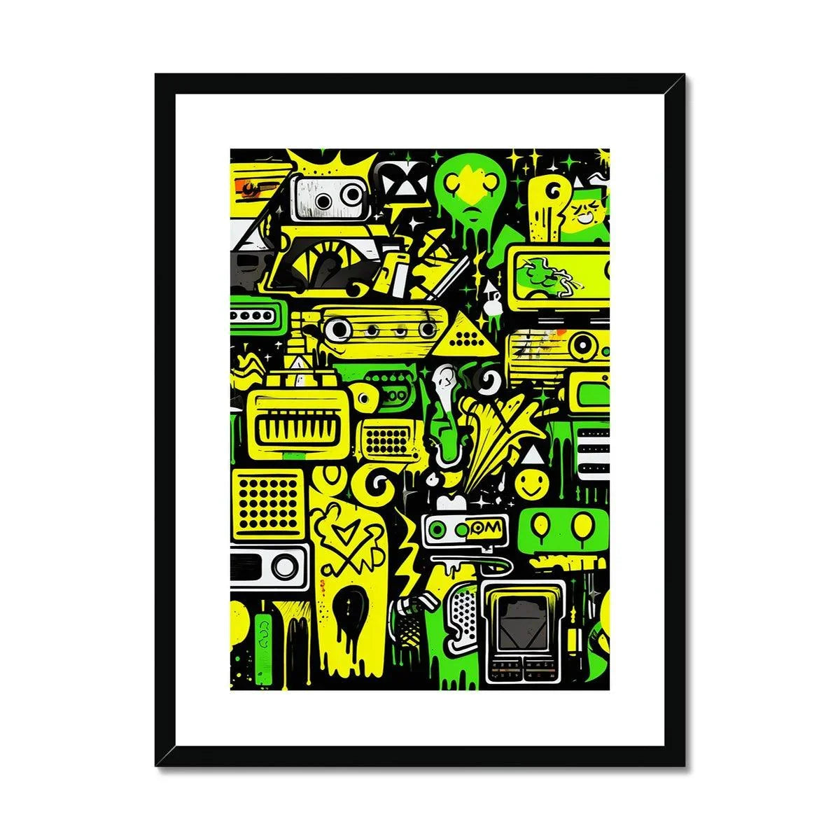 Graffiti Green and Yellow Abstract: A Dive into Vibrant Urban Art Framed & Mounted Print - D'Sare 