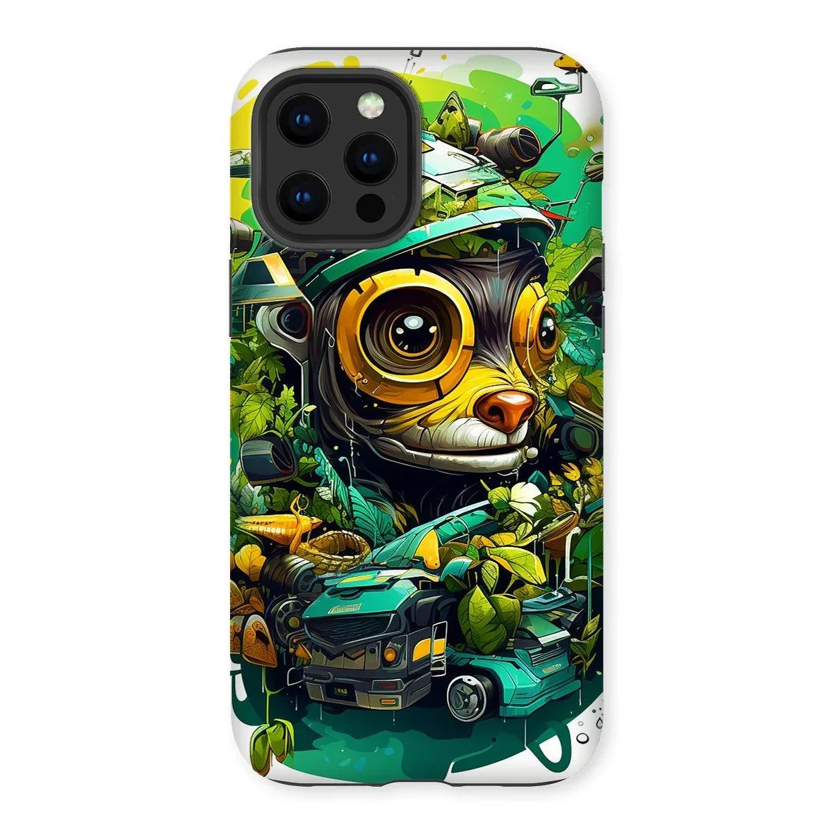 Nature's Resilience: Surreal Auto-Forest Artwork - Whimsical Raccoon and Greenery Infused Car  Tough Phone Case - D'Sare