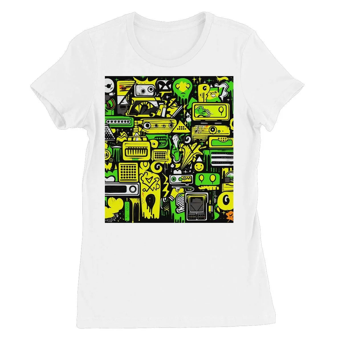 Graffiti Green and Yellow Abstract: A Dive into Vibrant Urban Art Women's Favourite T-Shirt - D'Sare 