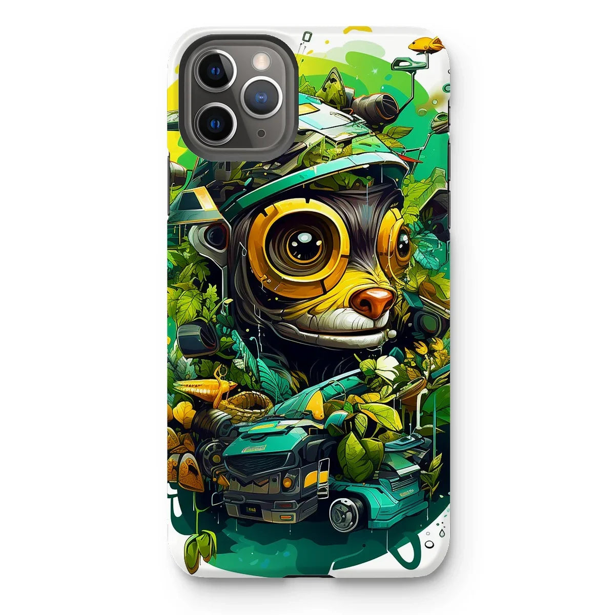Nature's Resilience: Surreal Auto-Forest Artwork - Whimsical Raccoon and Greenery Infused Car  Tough Phone Case - D'Sare