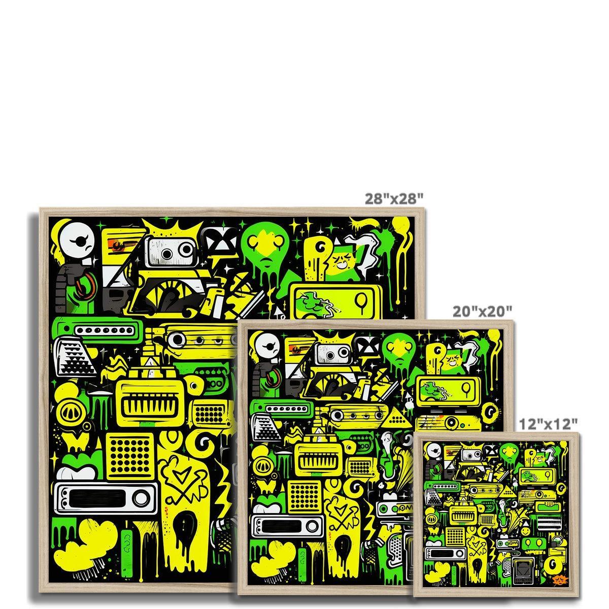 Graffiti Green and Yellow Abstract: A Dive into Vibrant Urban Art Framed Print - D'Sare 
