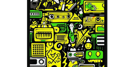 Graffiti Green and Yellow Abstract: A Dive into Vibrant Urban Art Framed Print by Prodigi