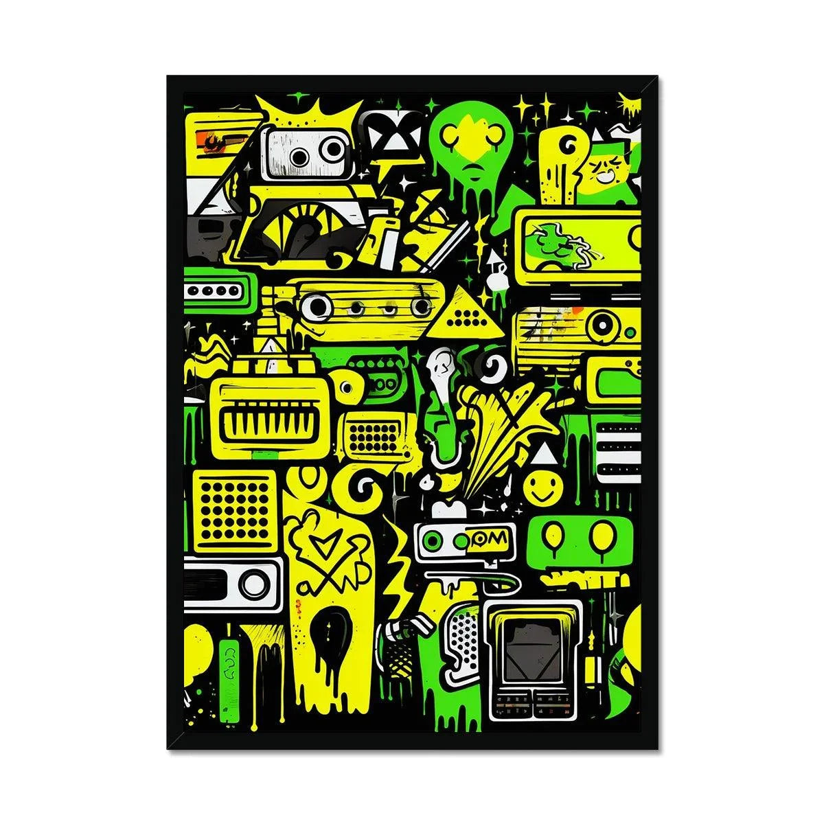 Graffiti Green and Yellow Abstract: A Dive into Vibrant Urban Art Framed Print - D'Sare 