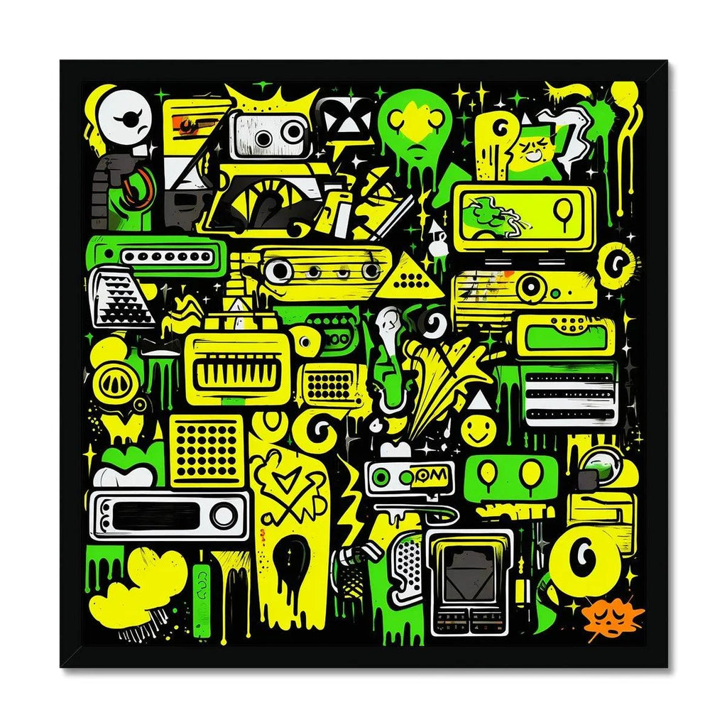 Graffiti Green and Yellow Abstract: A Dive into Vibrant Urban Art Framed Print - D'Sare 