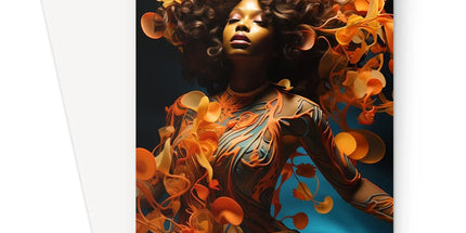 Orange Flower  Goddess Blue  Greeting Card - D'Sare