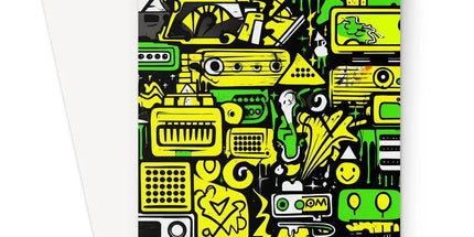 Graffiti Green and Yellow Abstract: A Dive into Vibrant Urban Art Greeting Card - D'Sare 