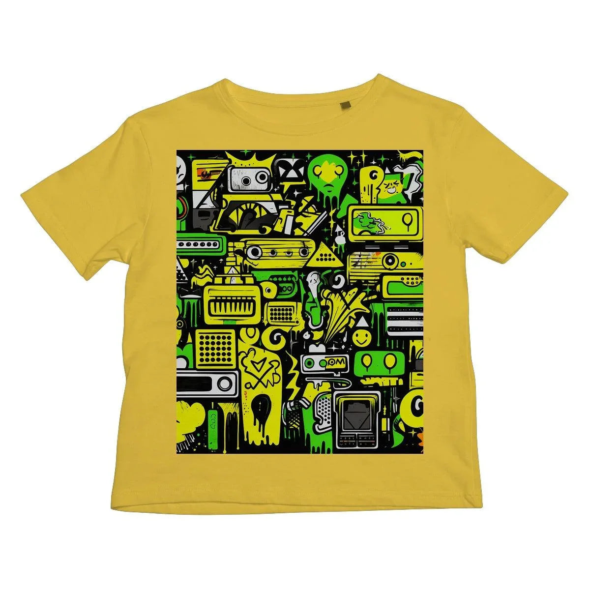 Graffiti Green and Yellow Abstract: A Dive into Vibrant Urban Art Kids T-Shirt - D'Sare 
