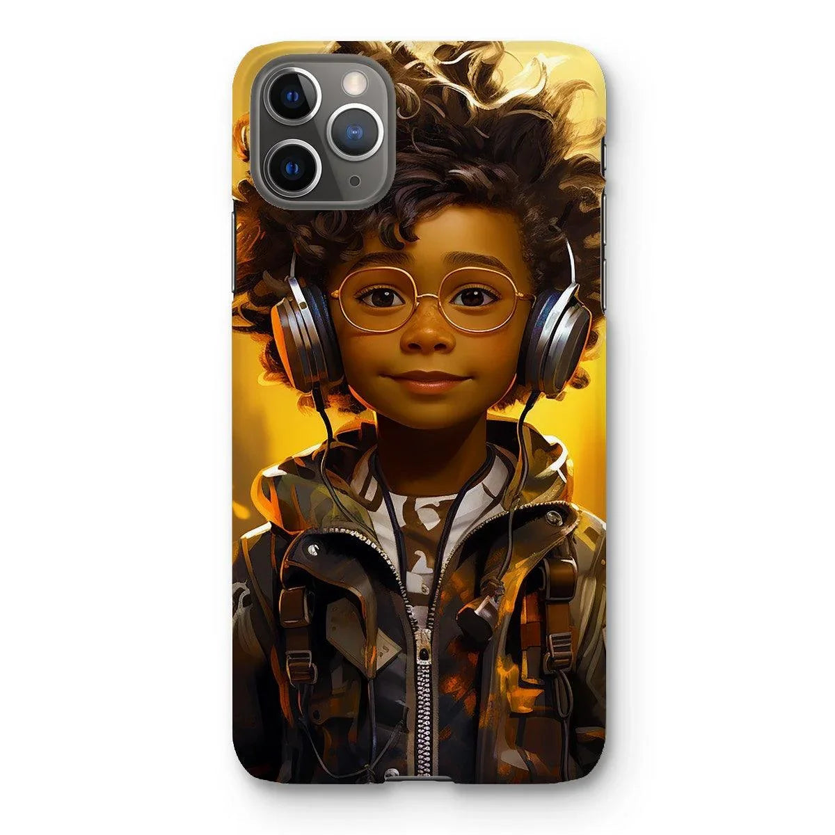 Little Boy Dino Dream Earphone: MelanatedMe Adventures by D'Sare Snap Phone Case - D'Sare 