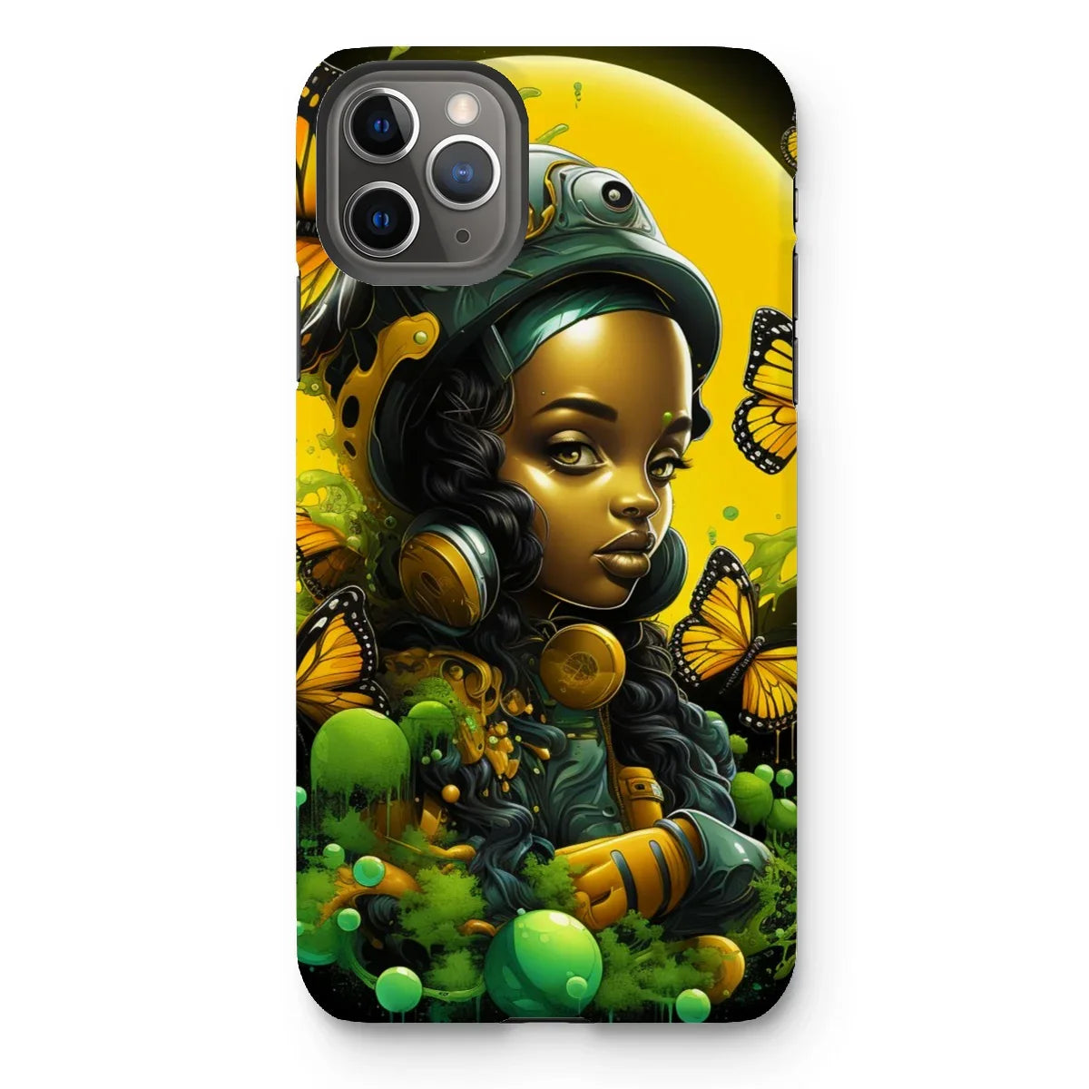 Monarch Butterfly Urban Fantasy Art Print - Afrofuturistic Girl with Butterflies Tough Phone Case - D'Sare