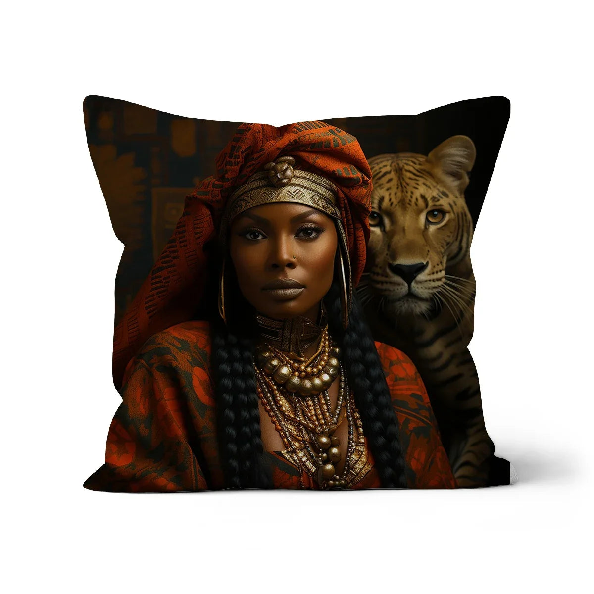 Empress Ebony Leopard Luxe MelanatedME Cushion by Prodigi